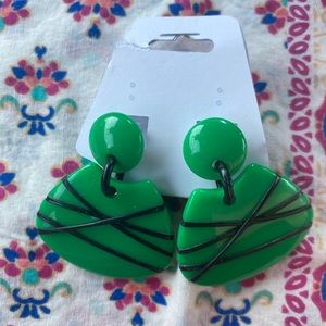 Plastic green vintage earrings